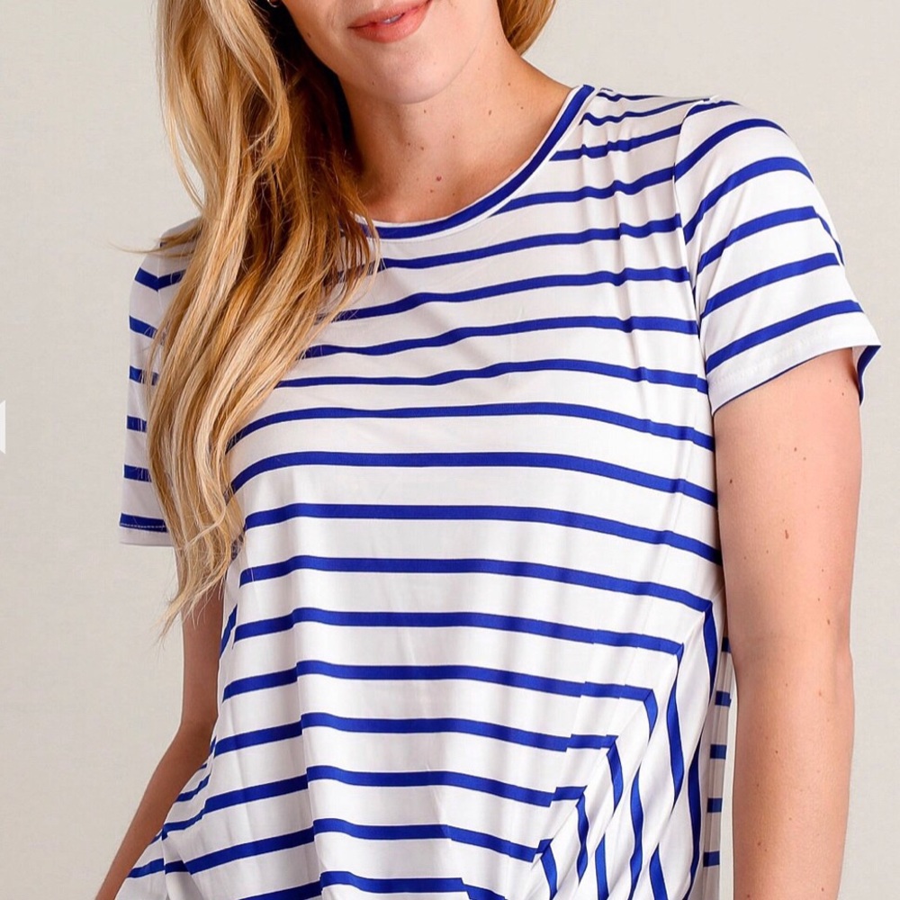 Blue and White Stripe Side Knot twist